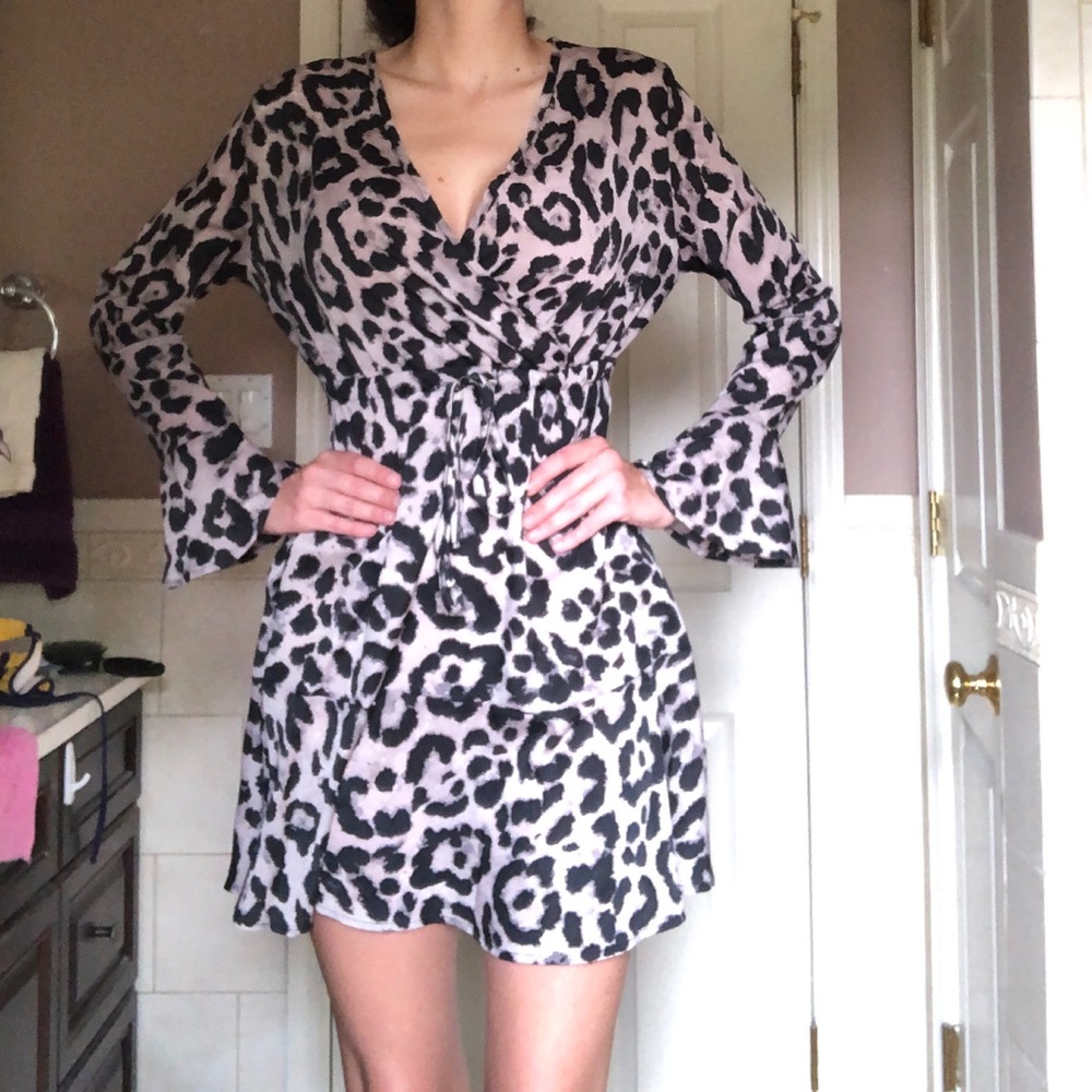 Gray Leopard Print Dress NWOT